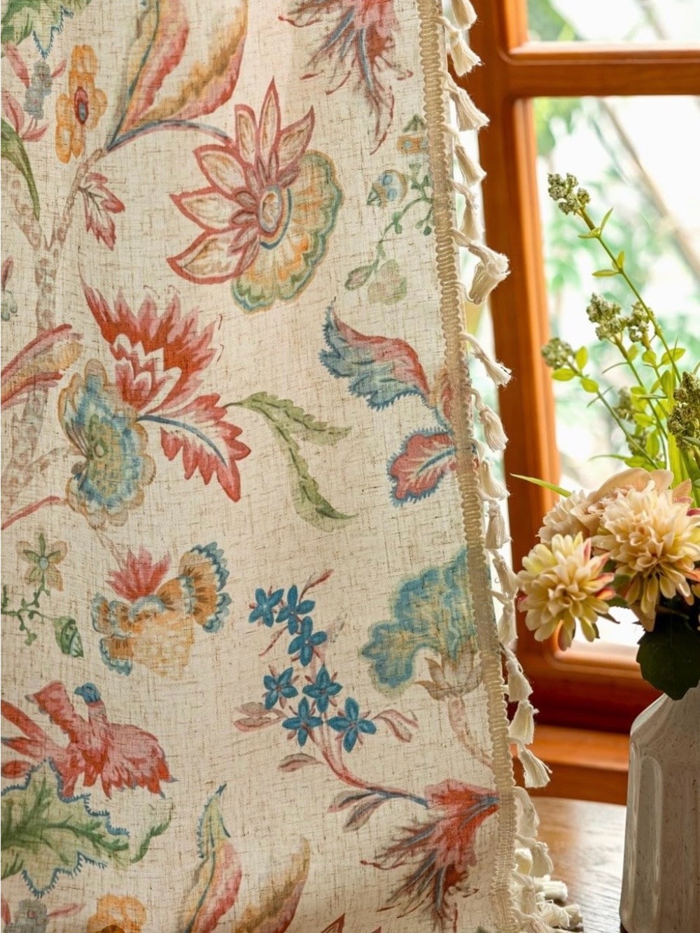 Boho Jacobean pair curtains.